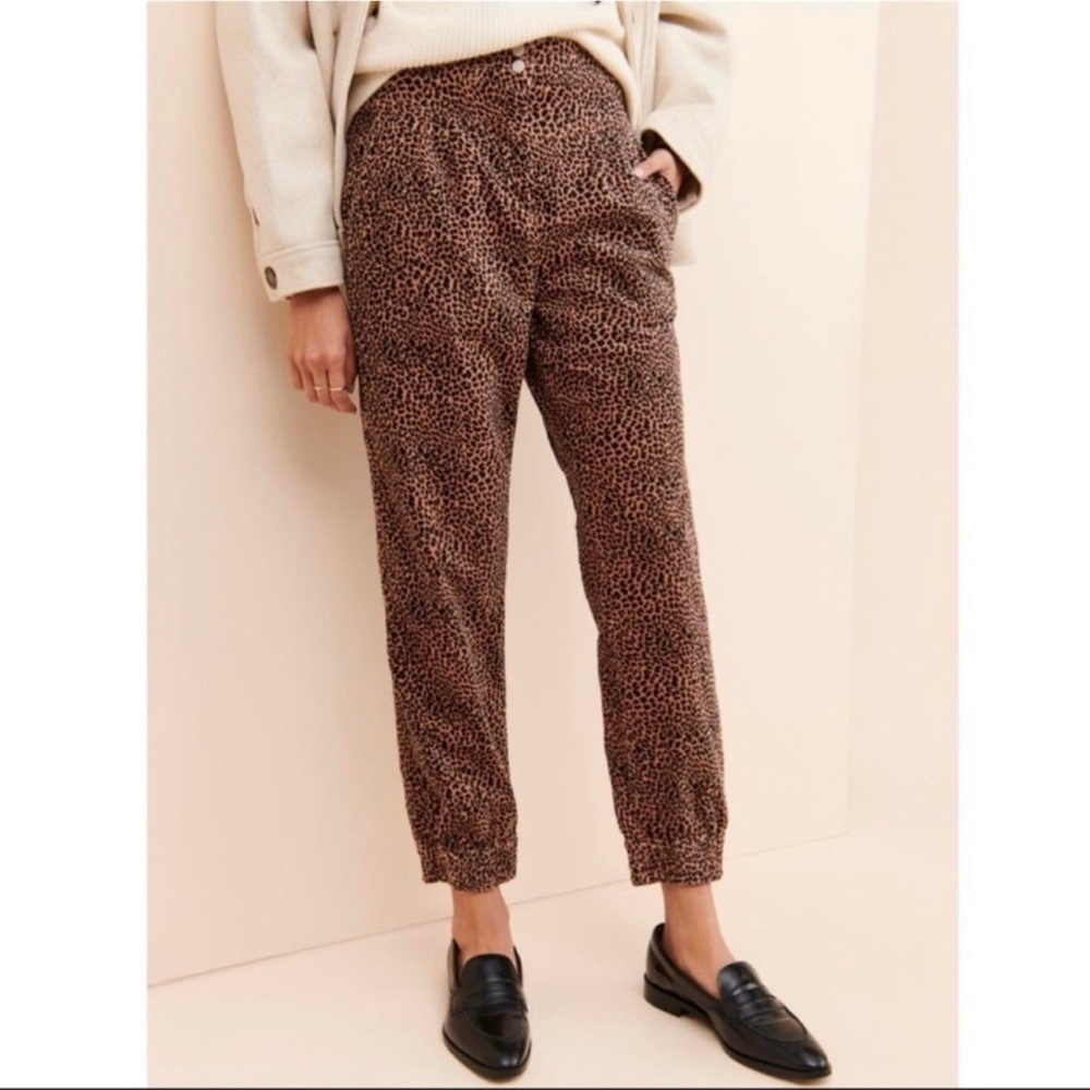 Anthropologie Brown Leopard Print Pants